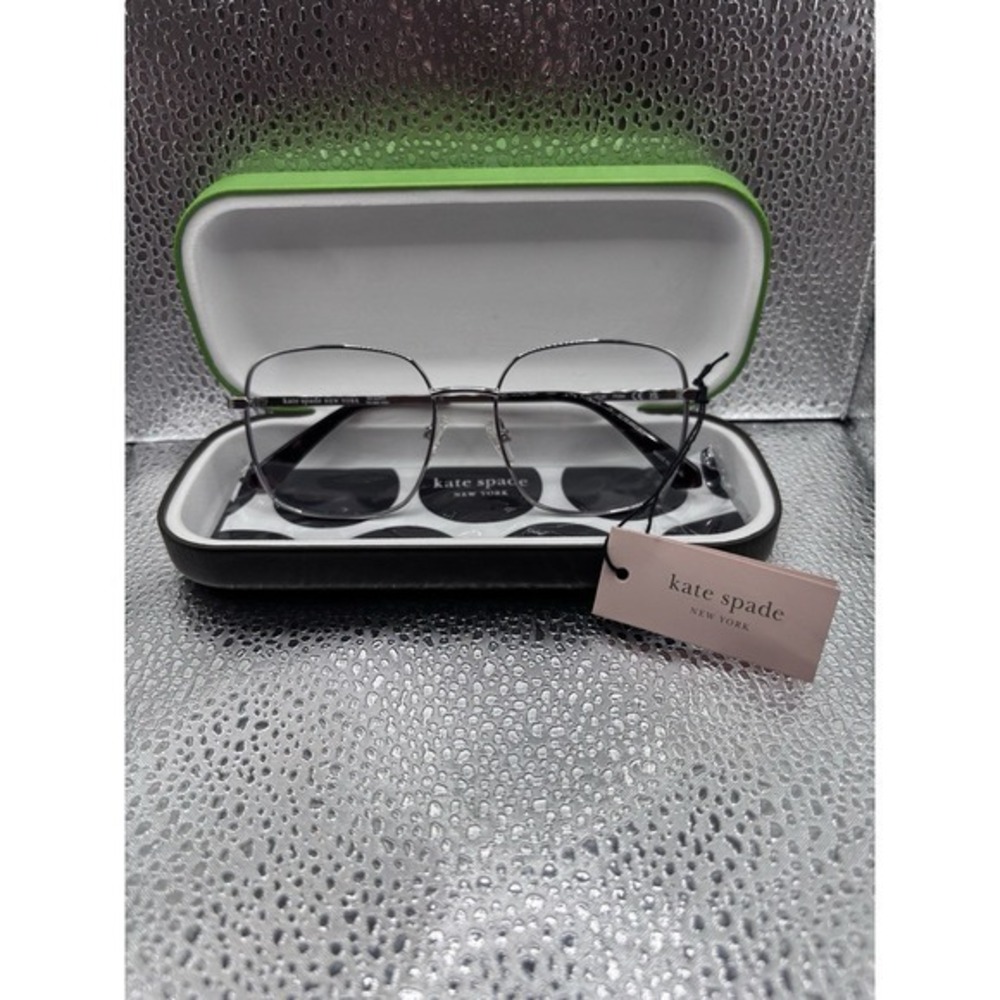 NWT Kate Spade New York Blue Light Glasses Silver Square Frames Green Case NEW